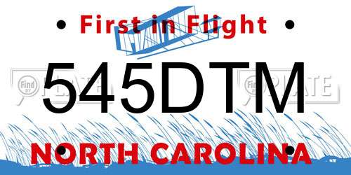 545DTM North Carolina License Plate