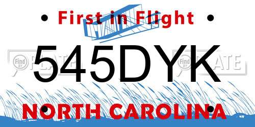 545DYK North Carolina License Plate