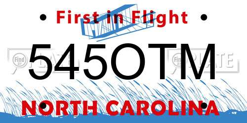 545OTM North Carolina License Plate