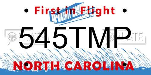 545TMP North Carolina License Plate