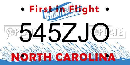 545ZJO North Carolina License Plate