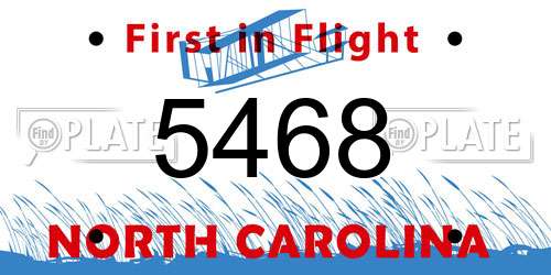 5468 North Carolina License Plate
