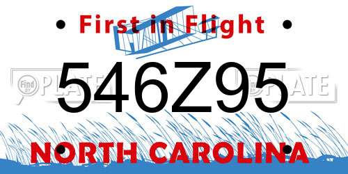 546Z95 North Carolina License Plate