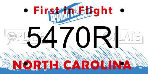 5470RI North Carolina License Plate