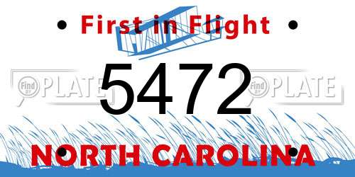 5472 North Carolina License Plate