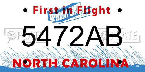 5472AB North Carolina License Plate