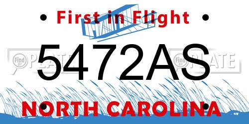 5472AS North Carolina License Plate