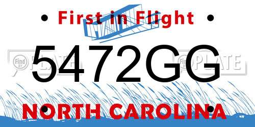 5472GG North Carolina License Plate