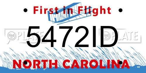 5472ID North Carolina License Plate