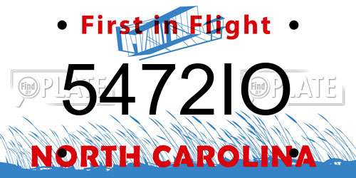 5472IO North Carolina License Plate