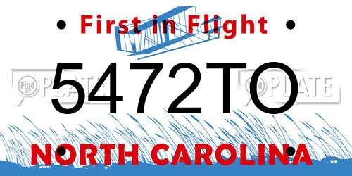 5472TO North Carolina License Plate