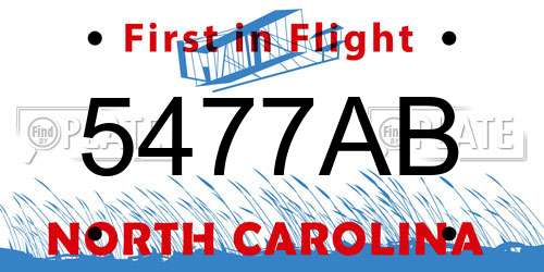 5477AB North Carolina License Plate