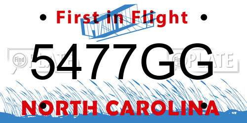 5477GG North Carolina License Plate