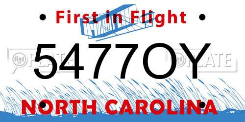 5477OY North Carolina License Plate
