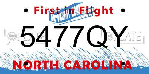 5477QY North Carolina License Plate