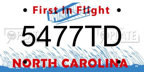 5477TD North Carolina License Plate