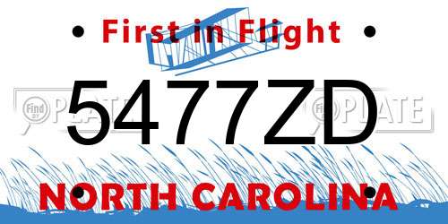 5477ZD North Carolina License Plate