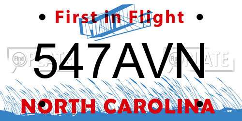 547AVN North Carolina License Plate