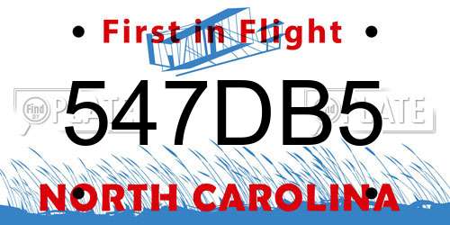 547DB5 North Carolina License Plate
