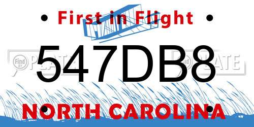 547DB8 North Carolina License Plate