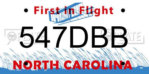 547DBB North Carolina License Plate