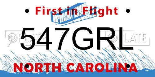 547GRL North Carolina License Plate