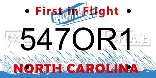 547OR1 North Carolina License Plate