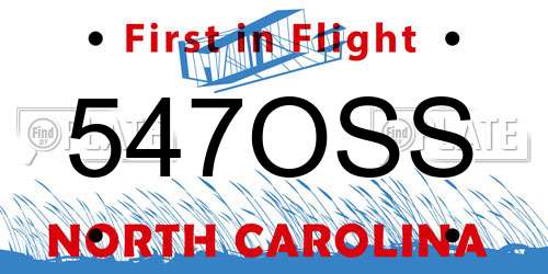 547OSS North Carolina License Plate