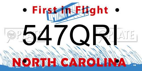 547QRI North Carolina License Plate
