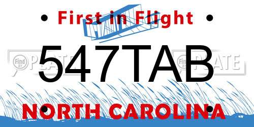 547TAB North Carolina License Plate