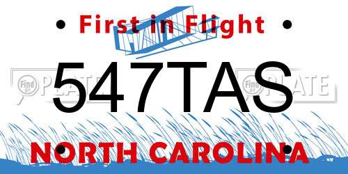 547TAS North Carolina License Plate