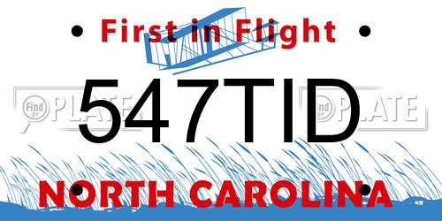 547TID North Carolina License Plate