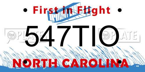 547TIO North Carolina License Plate