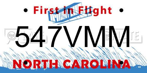 547VMM North Carolina License Plate