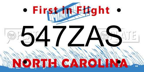 547ZAS North Carolina License Plate