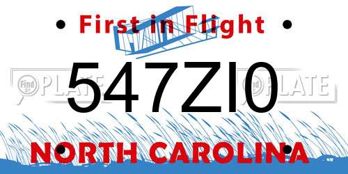 547ZI0 North Carolina License Plate