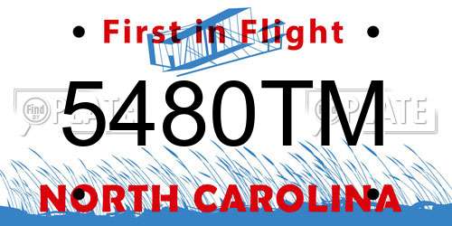 5480TM North Carolina License Plate