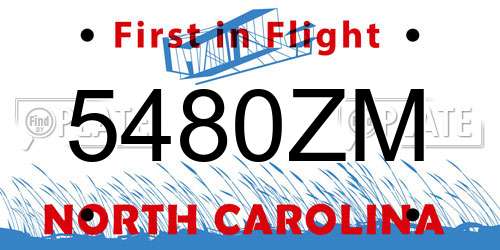 5480ZM North Carolina License Plate