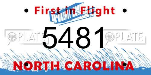 5481 North Carolina License Plate