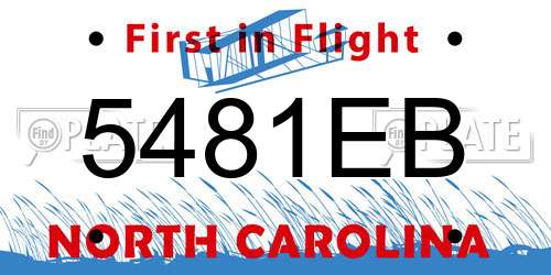 5481EB North Carolina License Plate