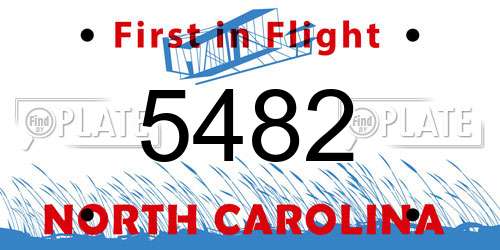 5482 North Carolina License Plate
