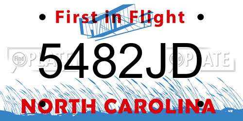 5482JD North Carolina License Plate