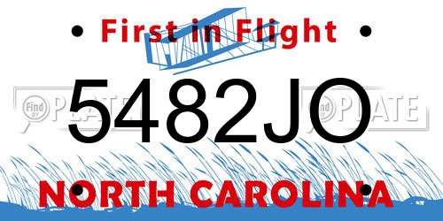 5482JO North Carolina License Plate