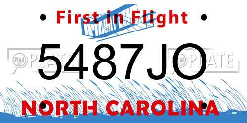 5487JO North Carolina License Plate