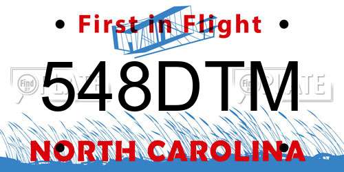 548DTM North Carolina License Plate