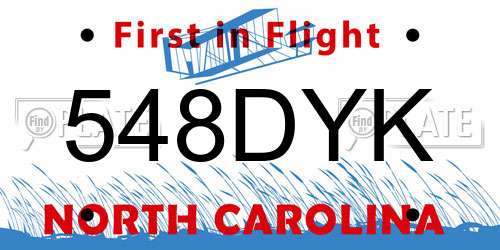 548DYK North Carolina License Plate
