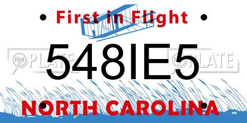 548IE5 North Carolina License Plate
