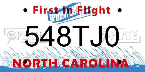 548TJ0 North Carolina License Plate