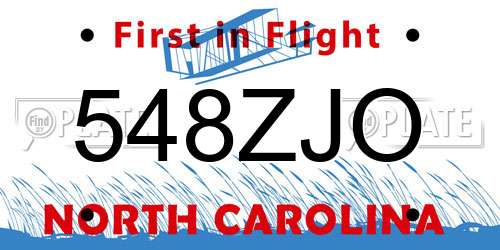 548ZJO North Carolina License Plate