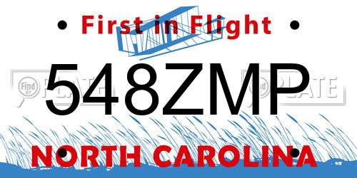 548ZMP North Carolina License Plate